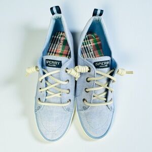 Sperry Women's Crest Vibe Linen Sneaker sky blue sz 8.5